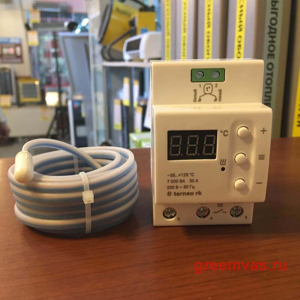 Электронный терморегулятор (термостат) Terneo RK 32 A на DIN рейку для электрических котлов
