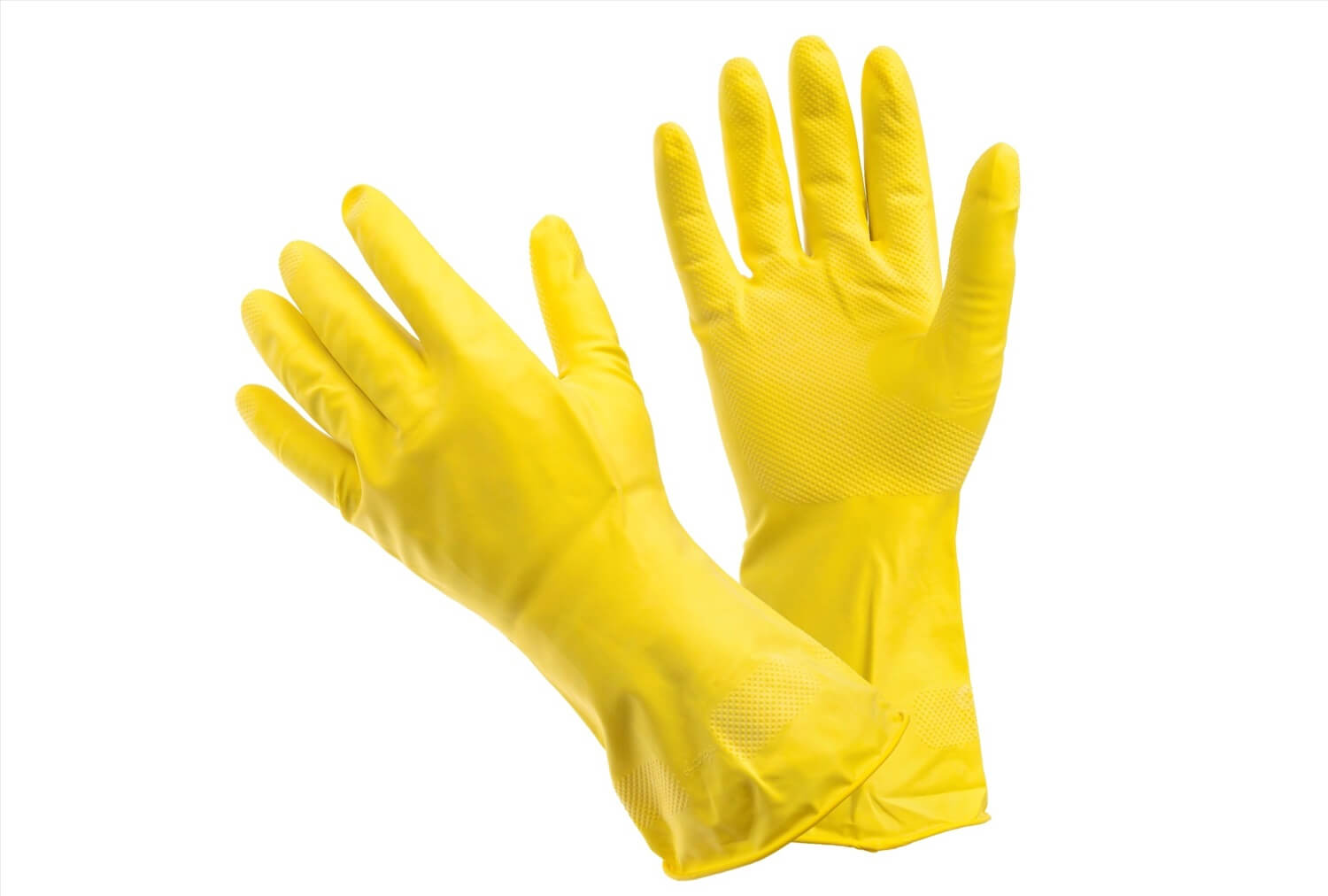 Перчатки латексные хозяйственные текстурированные, р-р XL, (без х/б напыления) Жёлтые