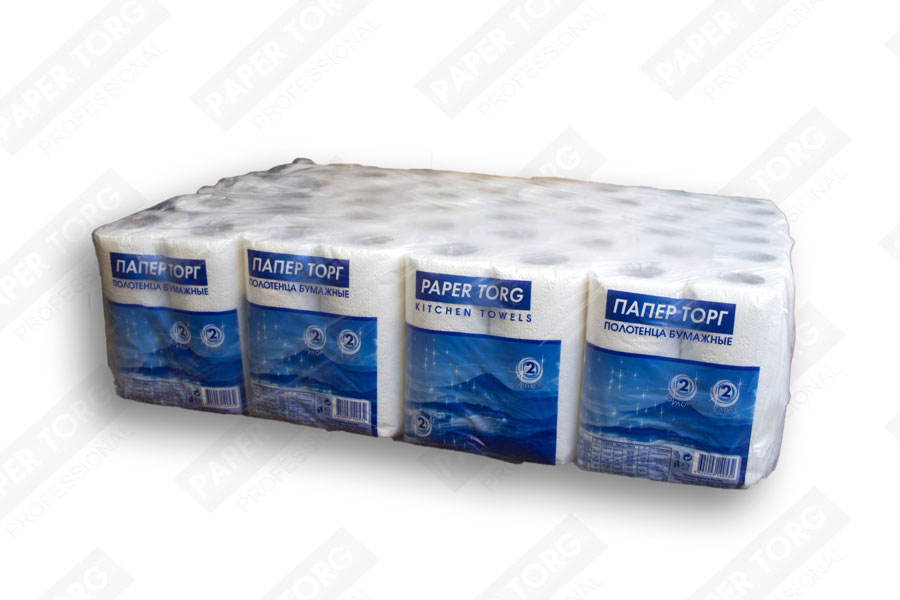 Бумажные двухслойные полотенца в рулонах, 17м H23см (2рул в упак)
