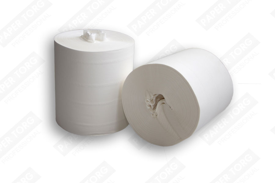 Бумажные двухслойные полотенца в рулоне с центральной вытяжкой, 160м H19см (белые)