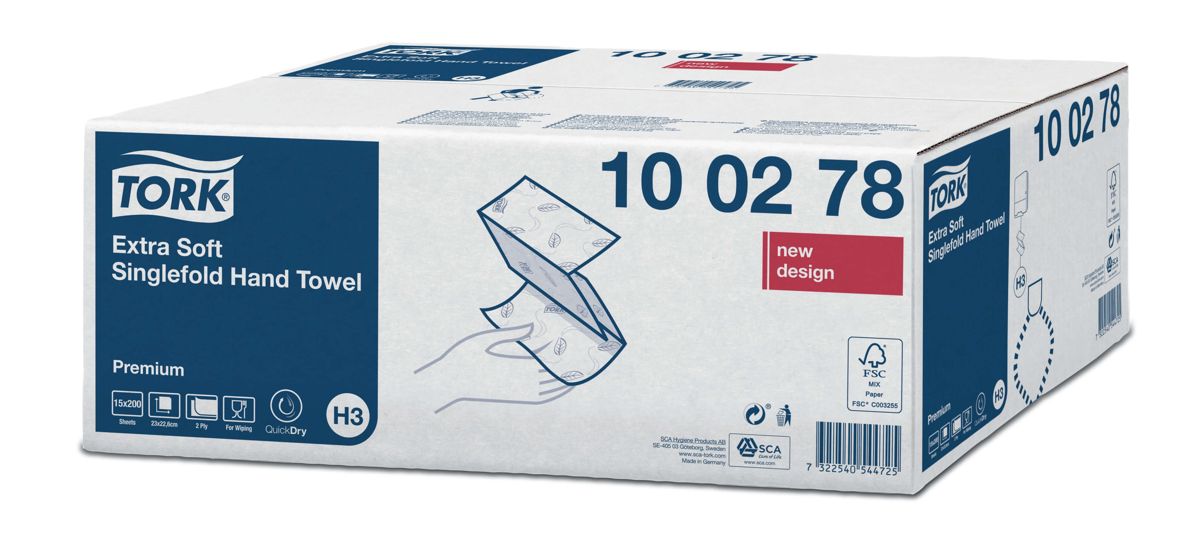 Листовые бумажные полотенца Tork Premium двухслойные, Singlefold сложения ZZ, 200 листов (мягкие)