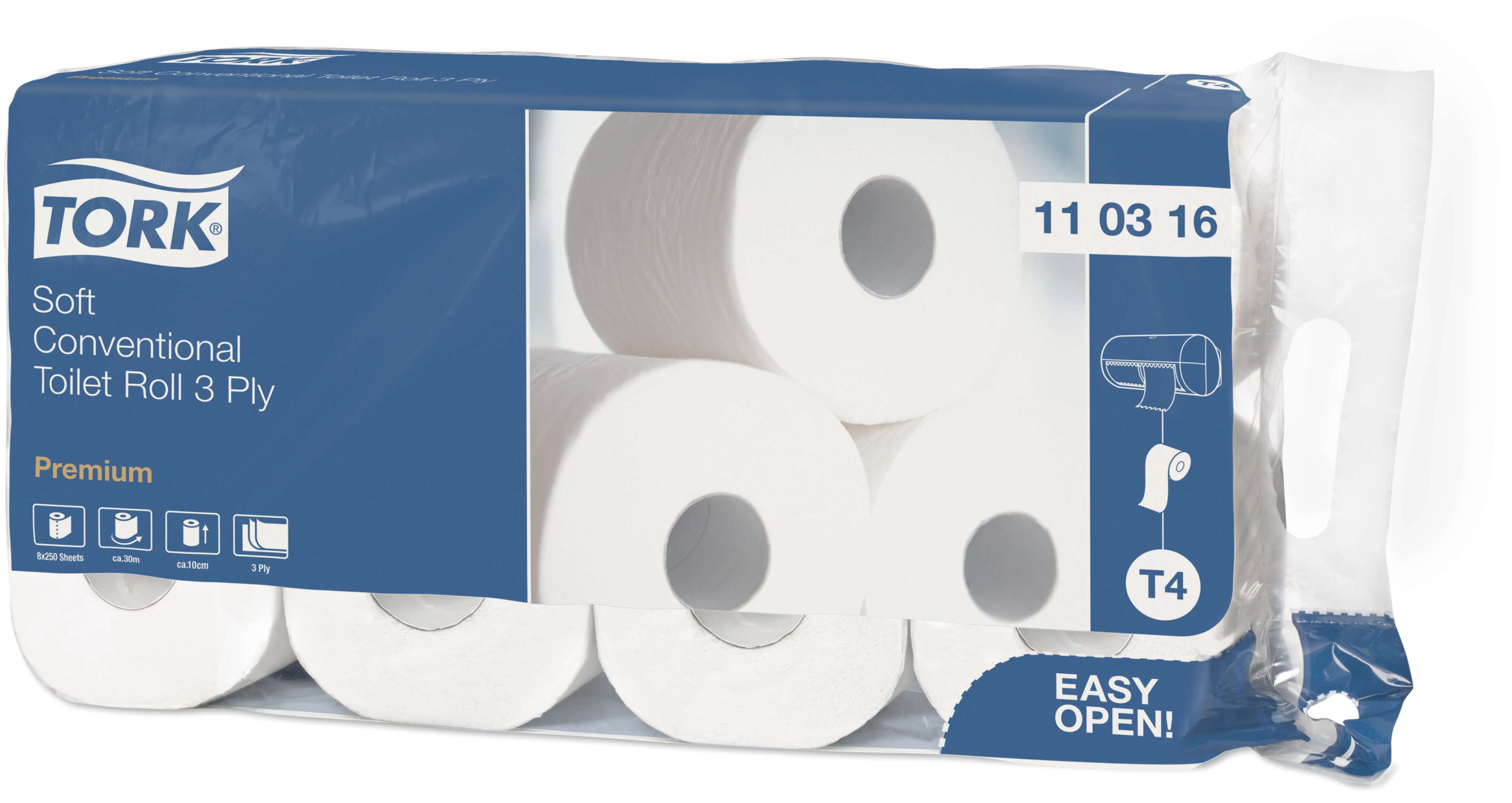 Туалетная бумага трёхслойная Tork Premium в стандартных рулонах, 29.5м/250 листов (ультрамягкая)