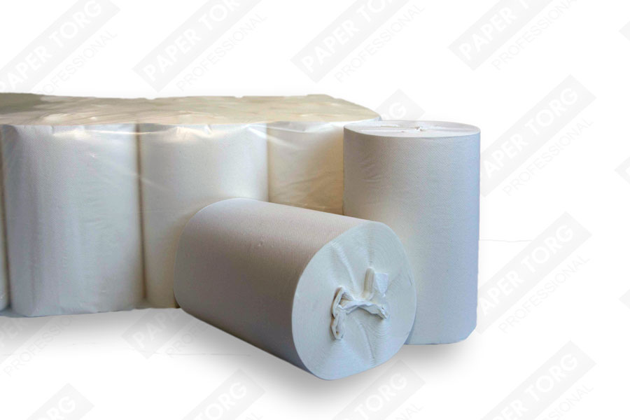 Бумажные однослойные полотенца в рулоне с центральной вытяжкой, 120м H19см (белые)