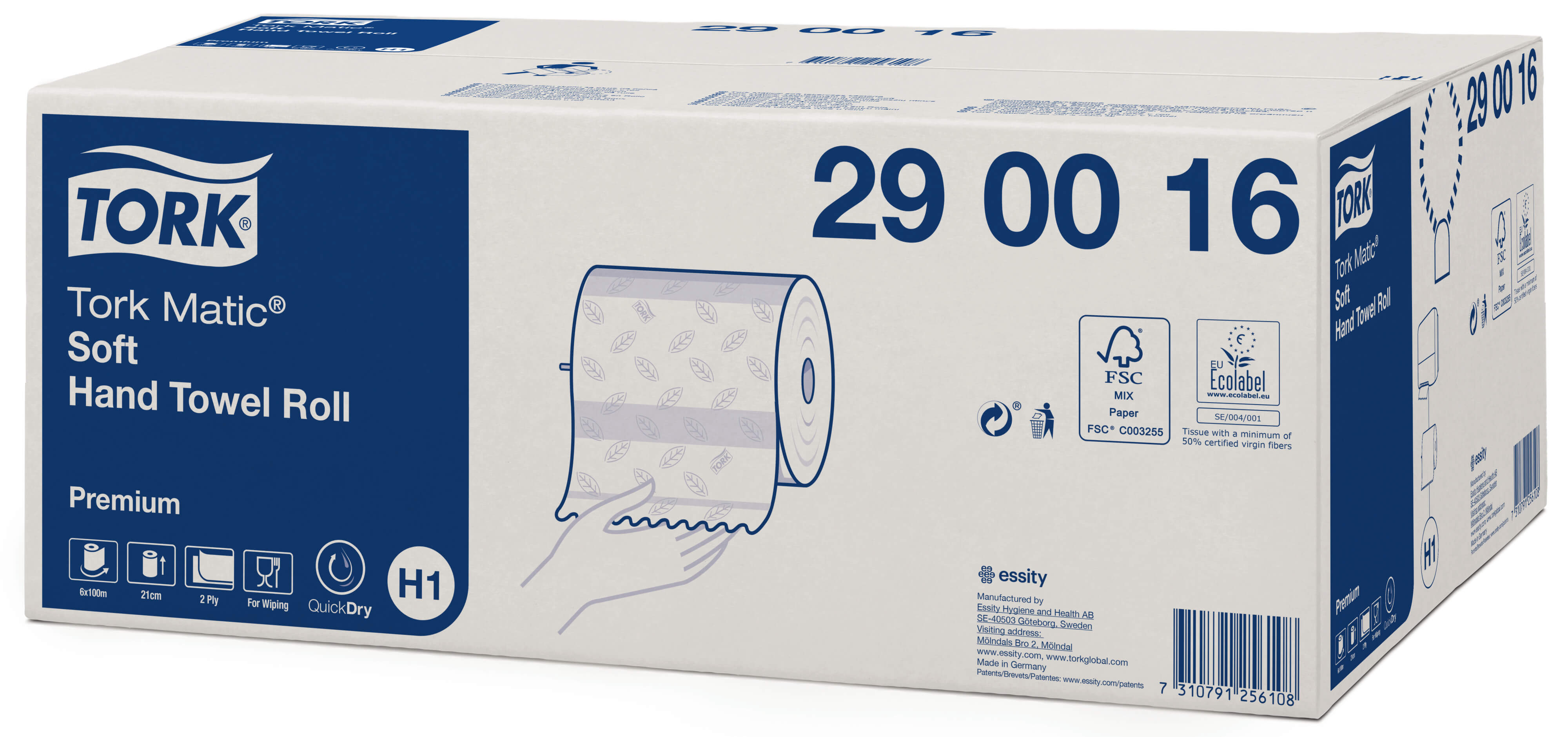 Бумажные двухслойные полотенца в рулонах Tork Matic® Premium, 100м (мягкие)