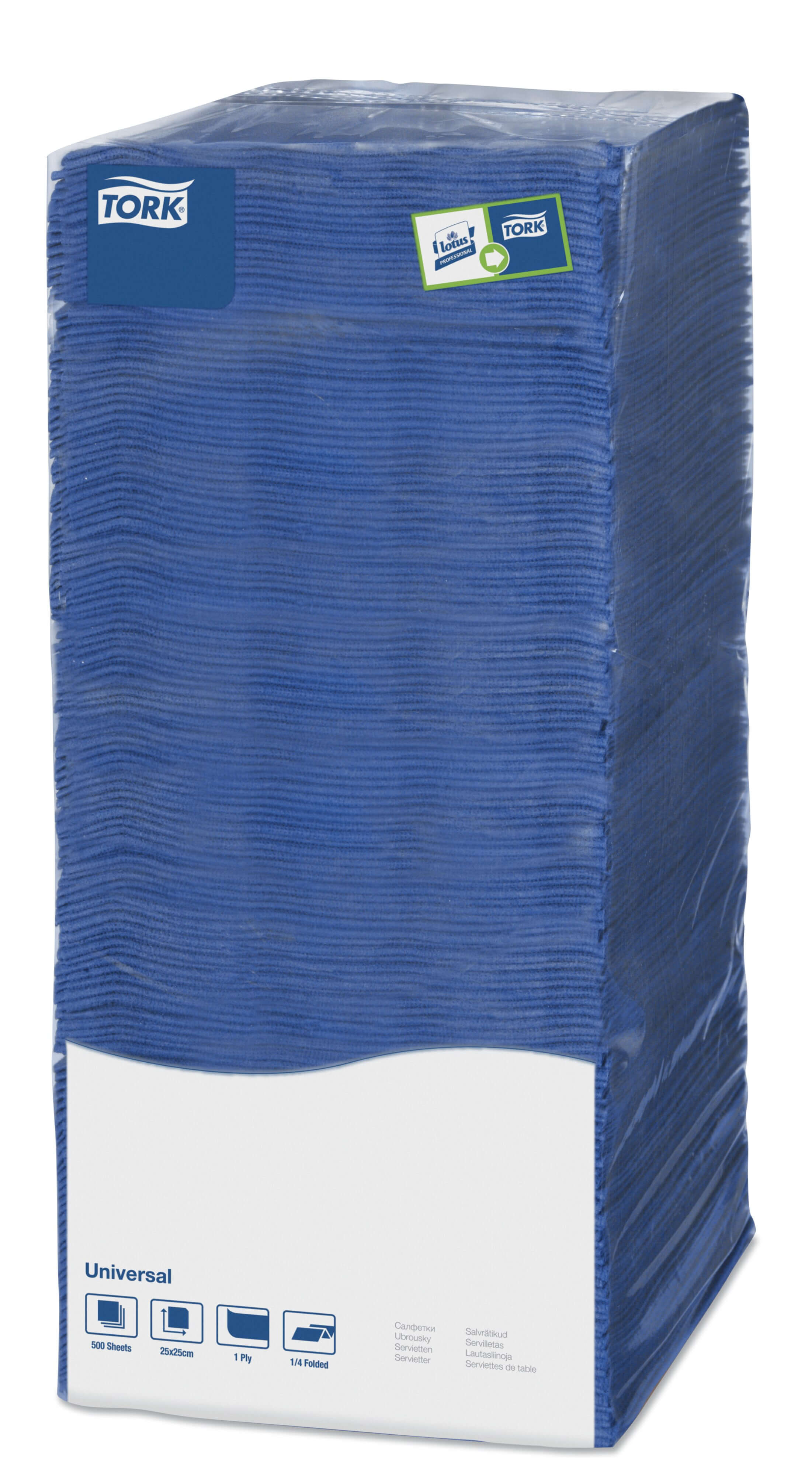 Столовые салфетки Tork Universal однослойные, 500 листов BigPack 25х25см (тёмно-синие)
