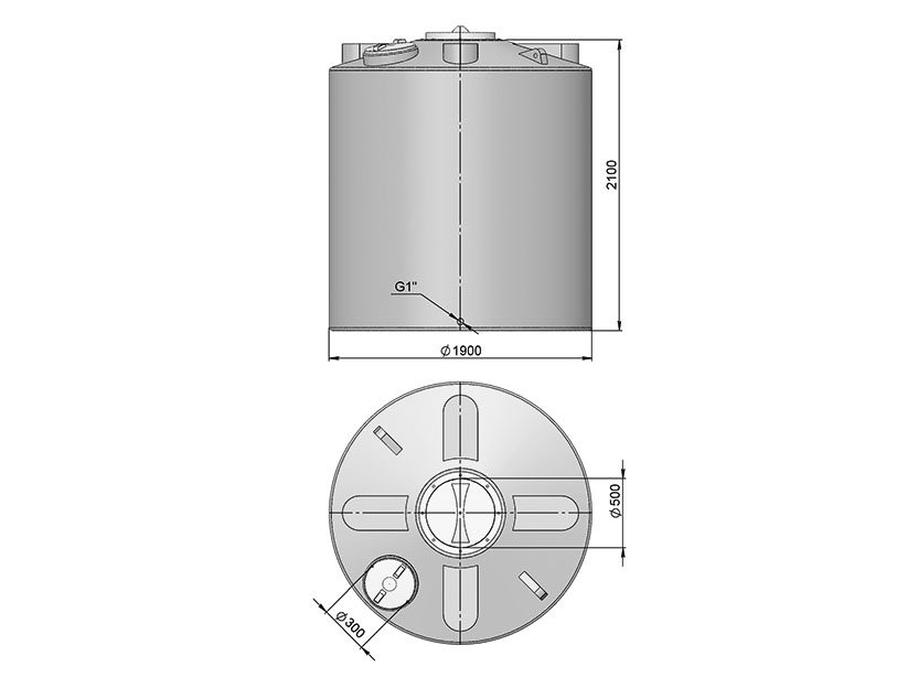 Пластиковая вертикальная цилиндрическая ёмкость для удобрений ТанПласт ТЦВП-5000 КАС (2шт в кассете)