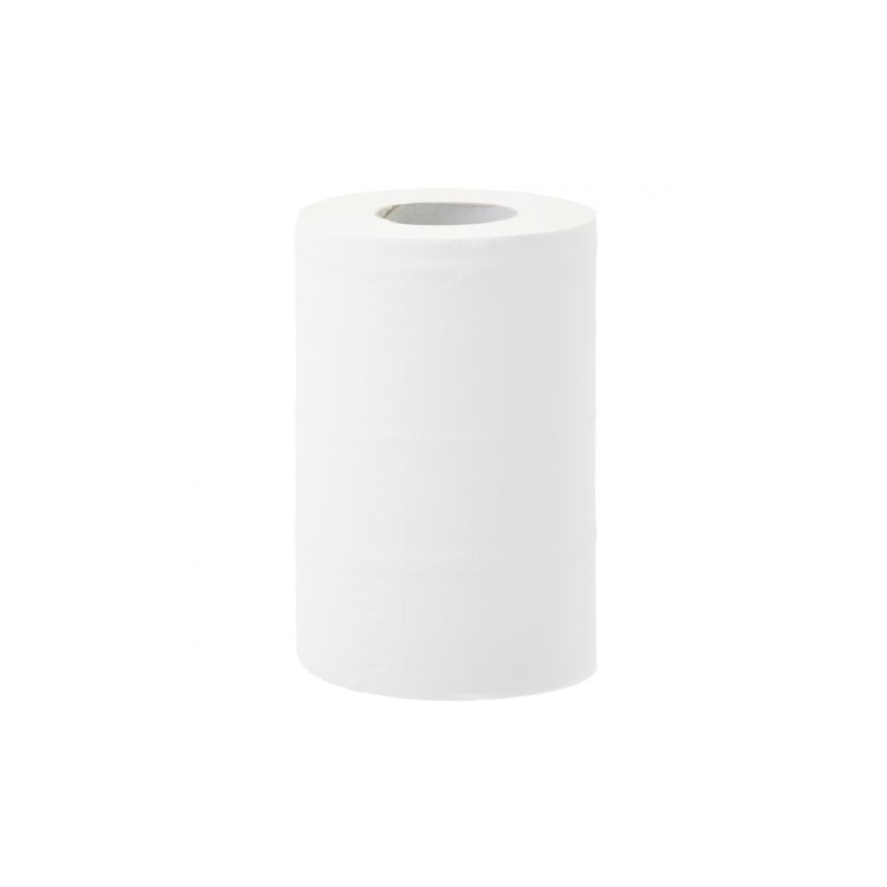Бумажные двухслойные полотенца в рулонах с центральной вытяжкой "Топ Мини", 70м H21,5см (белые, IT)