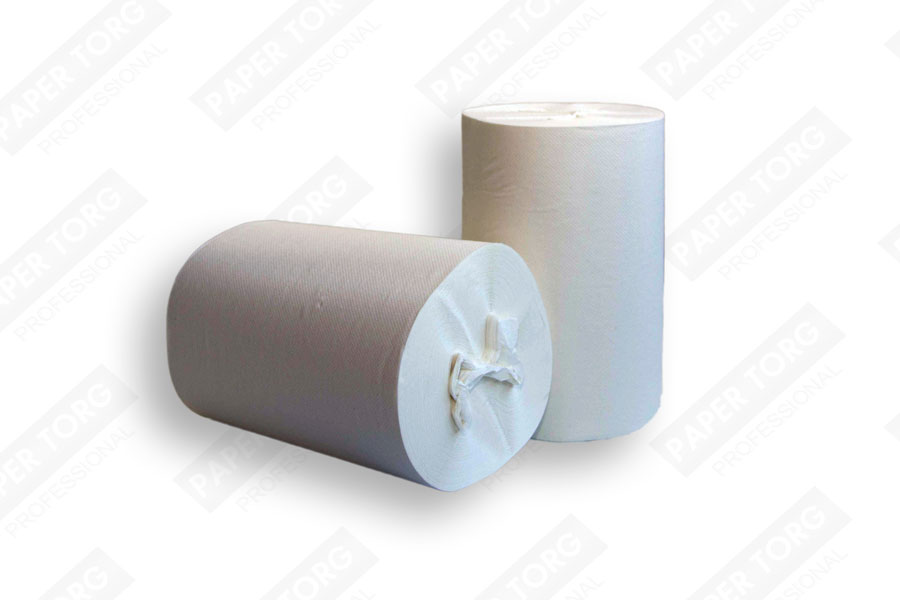Бумажные однослойные полотенца в рулоне с центральной вытяжкой, 120м H19см (белые)