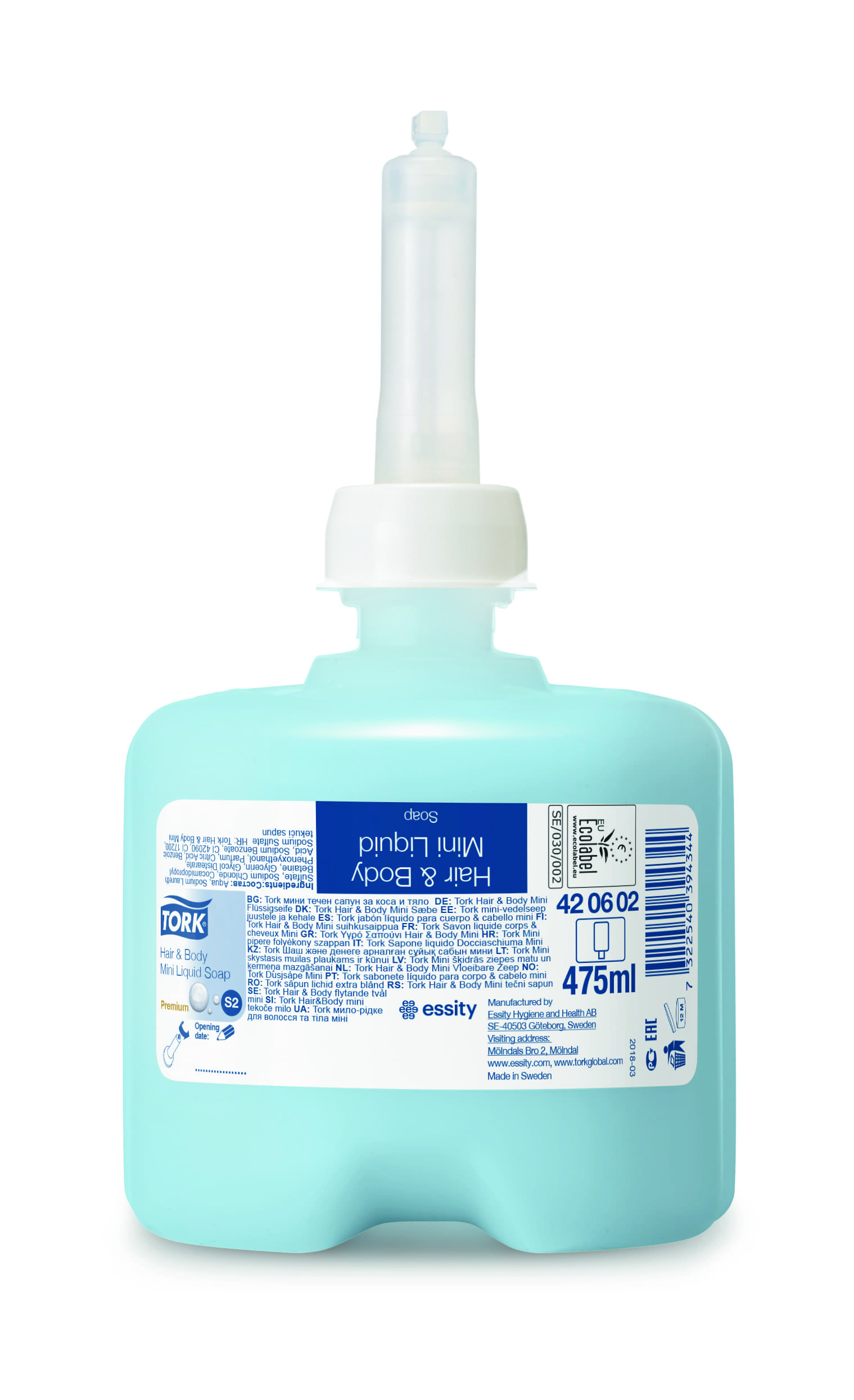 Жидкое мыло-гель для тела и волос Tork 475мл (мини-картридж для диспенсеров)