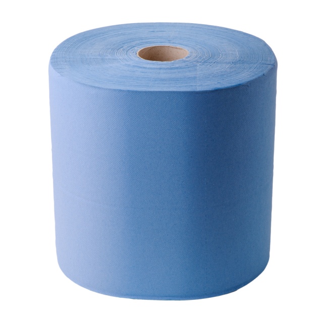 Двухслойная протирочная бумага в рулонах, 350м H24 втулка 6см (голубая)
