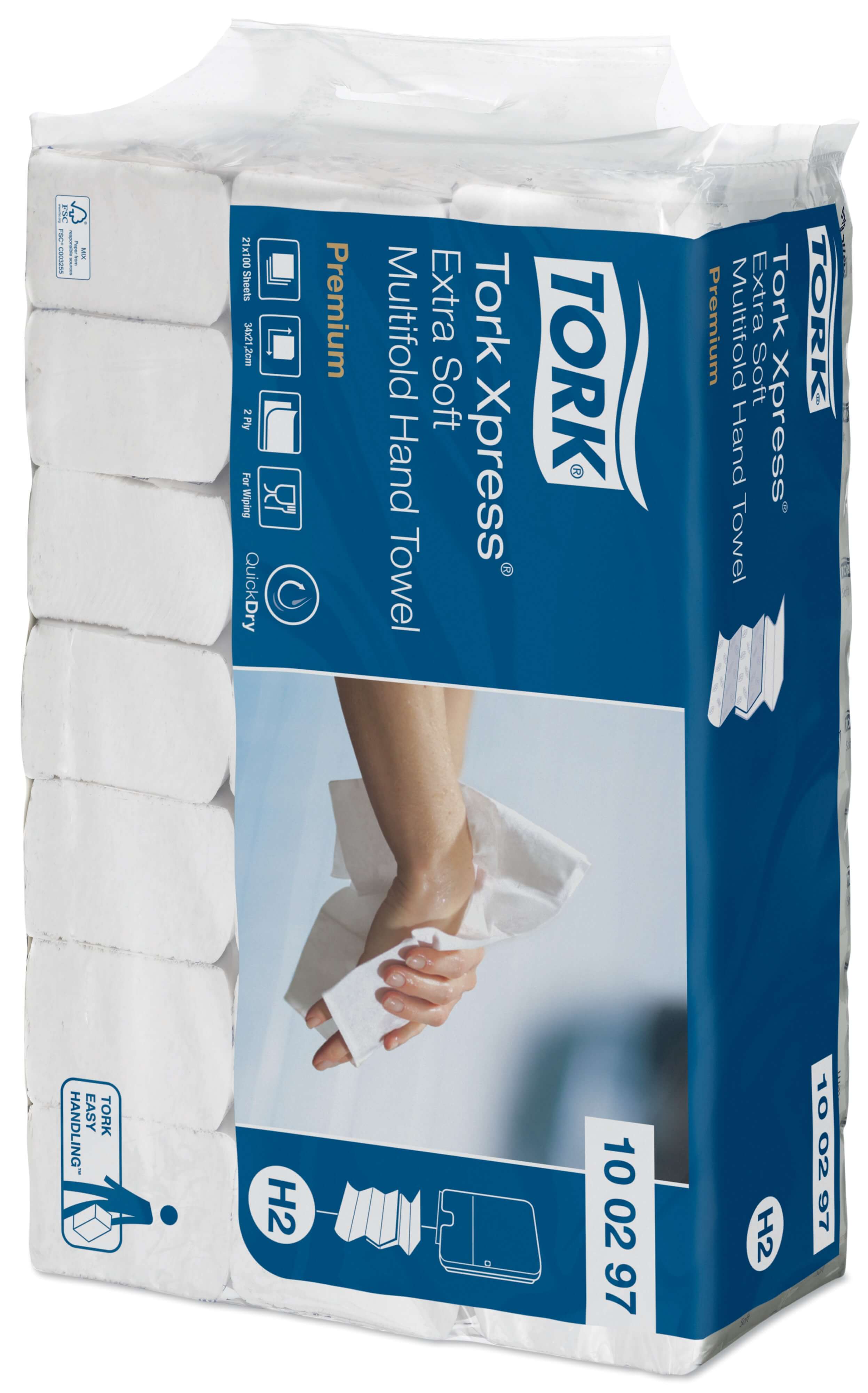 Листовые бумажные полотенца Tork Xpress® Premium двухслойные, Multifold сложения (ультрамягкие)
