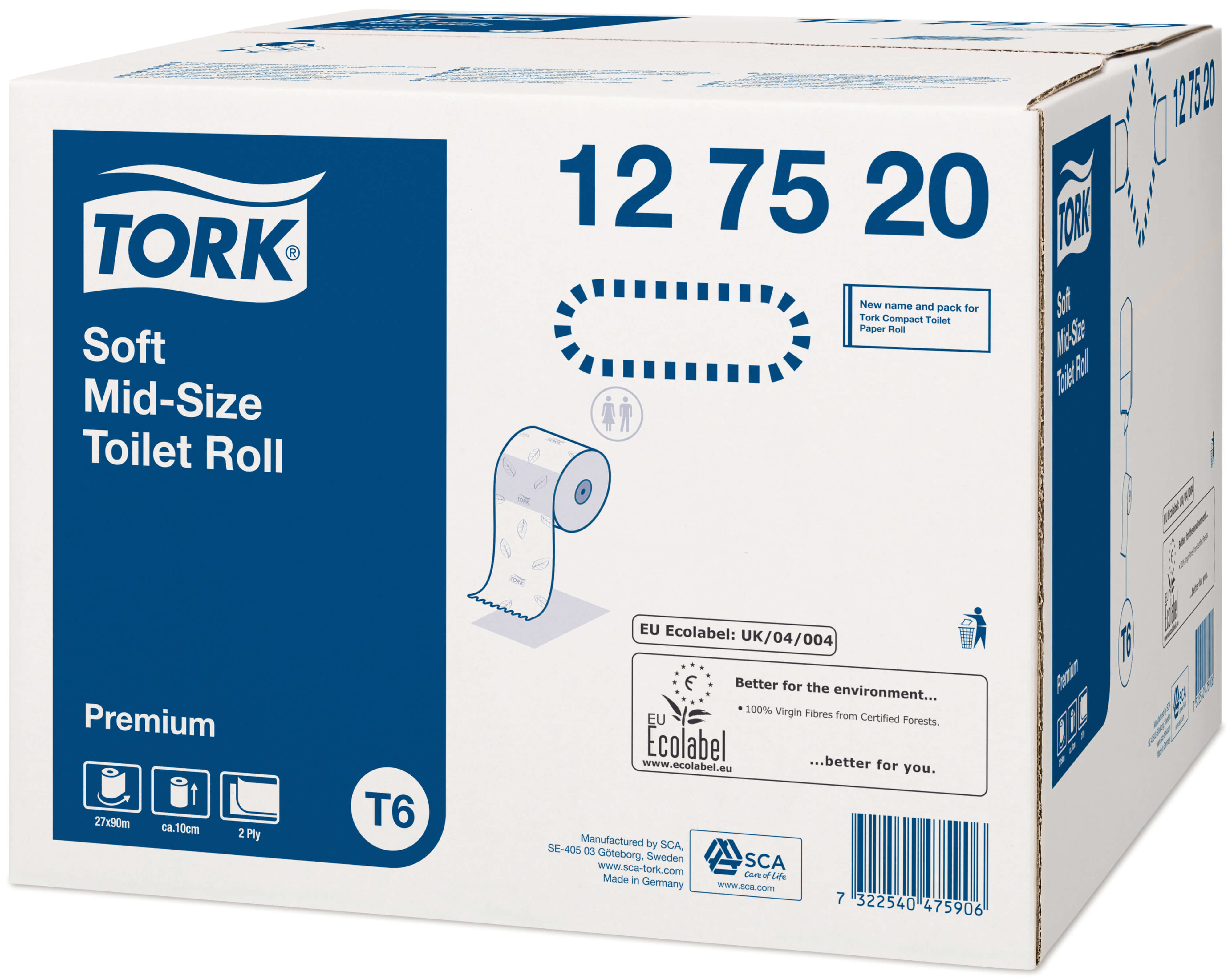 Туалетная бумага двухслойная Tork Premium в миди-рулонах Mid-size, 90м (мягкая)