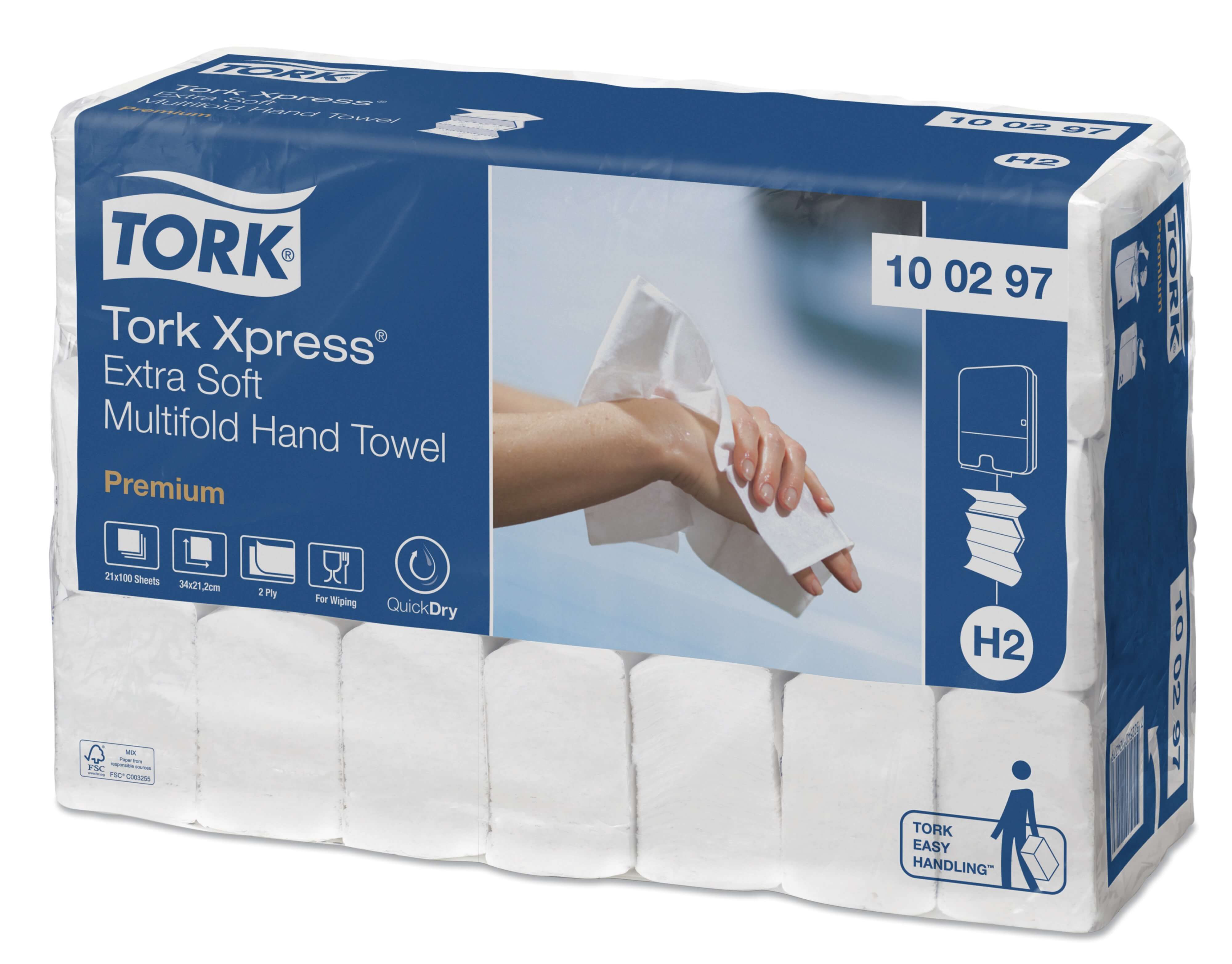 Листовые бумажные полотенца Tork Xpress® Premium двухслойные, Multifold сложения (ультрамягкие)