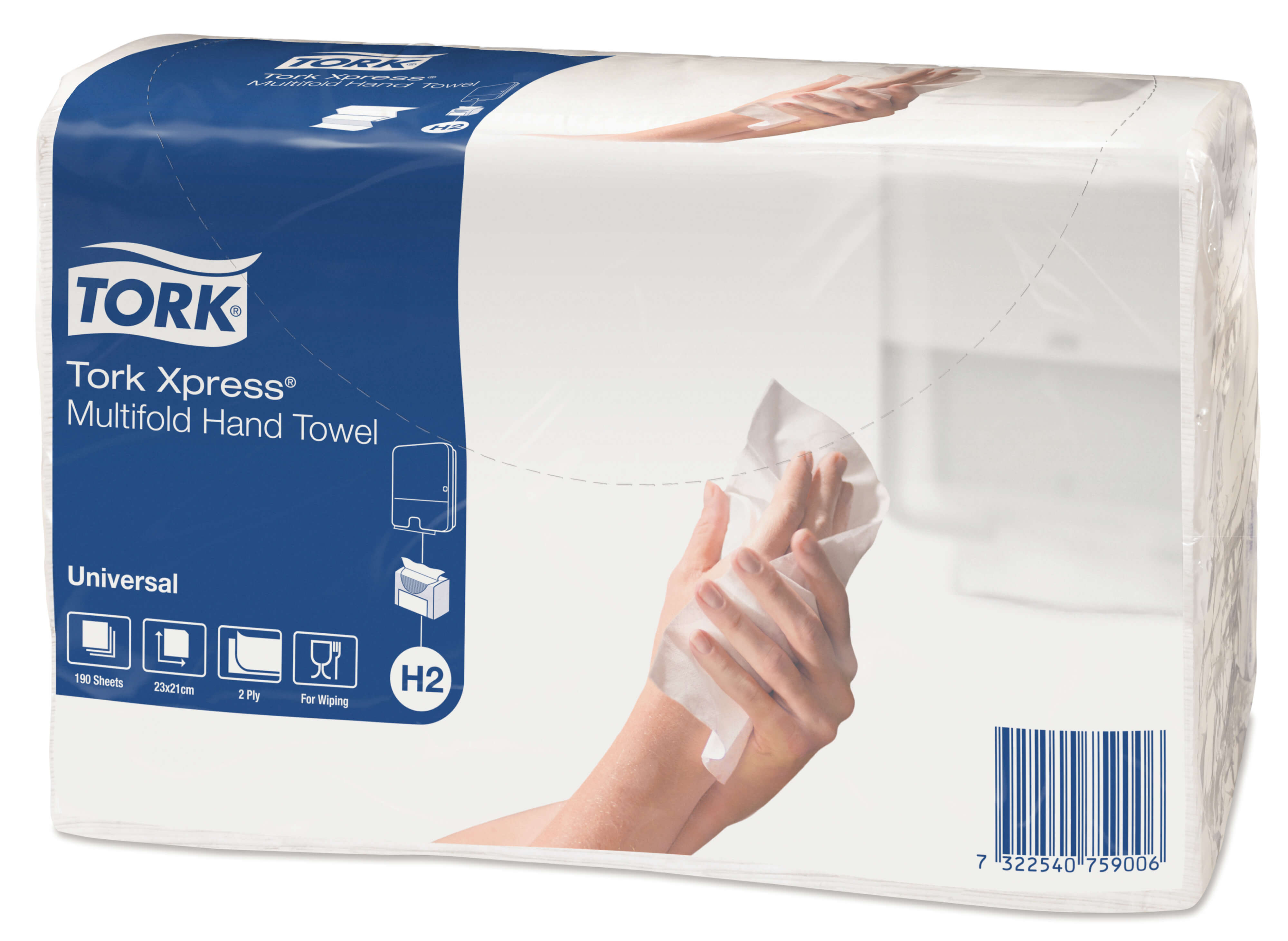 Листовые бумажные полотенца Tork Xpress® Universal двухслойные, Multifold сложения, 190 листов