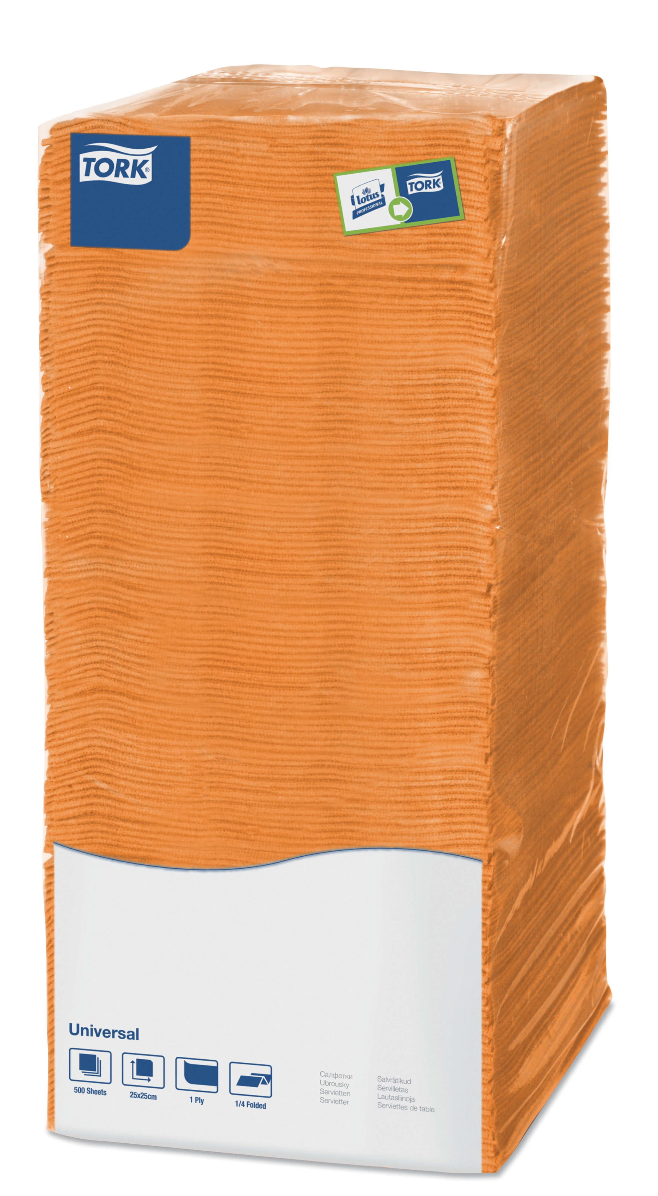Столовые салфетки Tork Universal однослойные, 500 листов BigPack 25х25см (оранжевые)